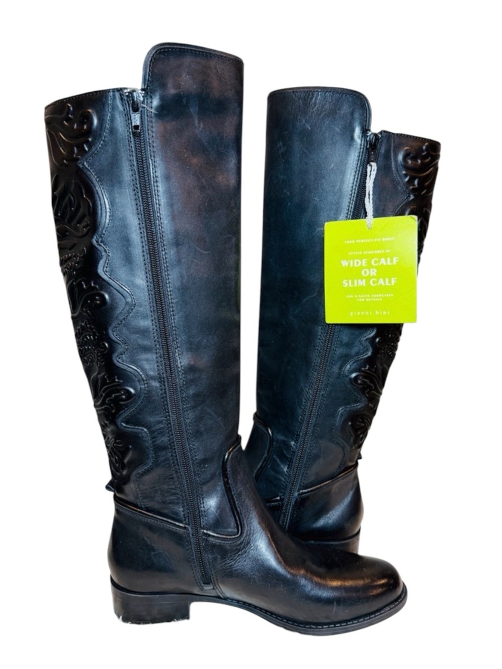 Gianni Bini Embroidered Tall Leather Boots